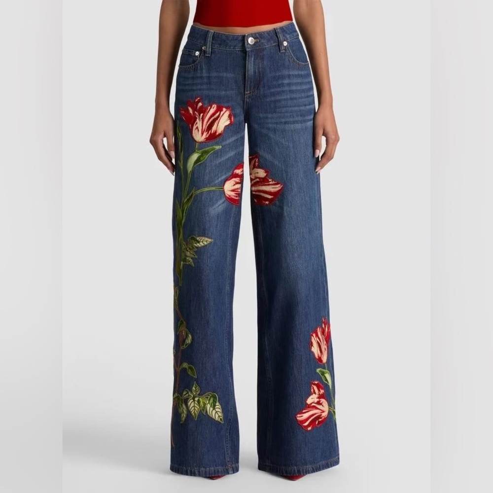 Alice + Olivia Amazing Embroidered Jeans-NWT